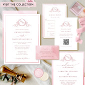 Formele monogram Stusty Roos Waterverf bruiloft Kaart