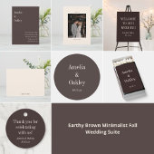 Minimalist Earthy Brown Elegant Wedding Custom Bedankkaart