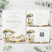 Waterverf Afrikaans Landschap Bruiloft RSVP QR Cod Informatiekaartje (Personaliseer de collectie van deze zelfstandige maker.)