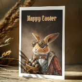 Gelukkige Pasen, paashaas lopen met eieren Cadeaulabel
