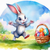 Bloemen Waterverf Schattigee paashaas Magneet