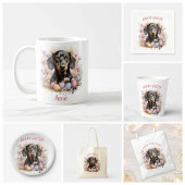 Pasen Dachshund Chocolade Eieren en Bloemen - Ronde Sticker
