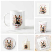 Pasen Doberman Chocolade Eieren en Bloemen - Ronde Sticker