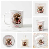 Paaspoedel Chocolade Eieren en Bloemen - Ronde Sticker