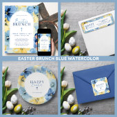 Waterverf Lente Bloemen Blauw Geel Modern Bold Tissuepapier