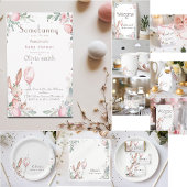 Leuk bloemig klein konijntje baby shower spandoek