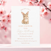 Easter Cute Bunny Rabbit Watercolor Baby Shower Kaart