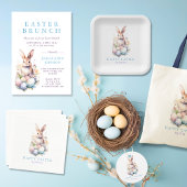 Elegante Waterverf Eitjes Bloemen Happy Easter Ronde Sticker