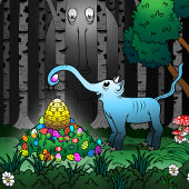 De paashaas verzamelt paaseieren kaart