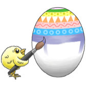 Easter egg painted by the chickens feestdagenkaart