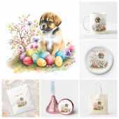 Waterverf Puppy Paaseieren & Bloemen - Bedankdoosjes