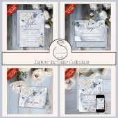 Rustic Elegant Dusty Blue Floral All In One Uitnodiging