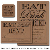 Eet, Drink en wees getrouwd Rustic Kraft Wedding Ronde Sticker