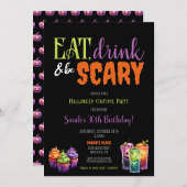 Eet, Drink & Ben Enge Halloween Party Neon Retro Ronde Sticker