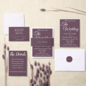 Aubergine eenvoudige stijl bruiloft opslaan van de folie uitnodiging (Personaliseer de collectie van deze zelfstandige maker.)