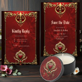 Elegantie in rode glans met een hart. save the date