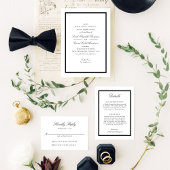Elegant Black and White Formal Calligraphy Wedding Kaart