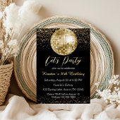 Elegante Zilveren Discobal Let's Party Verjaardag Folie Uitnodiging