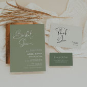 Elegante & moderne Dark sage bruiloft Liefde & bed Bedankkaart