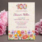 Elegant Wildflower 100th Birthday Save the Date Aankondigingskaart