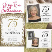 75th Custom Photo White and Gold  Kaart