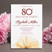 80e verjaardag Gele bloem, Elegant save the date