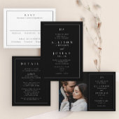 Budget Black en White Photo Wedding Invitation