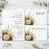 Elegant White Floral Wedding Reception Informatiekaartje (Personaliseer de collectie van deze zelfstandige maker.)