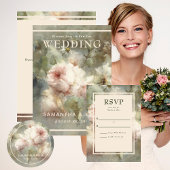 Elegante Antiek Rozen bruiloft Ronde Sticker