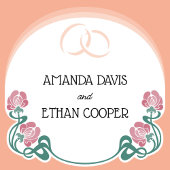 Elegante Art Nouveau Perzik Kleur Bruiloft Kaart