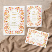 Elegante Beige Fall verlaat rustieke Boho-bruiloft Folie Uitnodiging (Personaliseer de collectie van deze zelfstandige maker.)