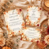 Elegante Herfst Bloemige Pompoen Trouw Save The Date