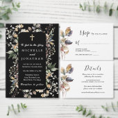 Herfst Blauw Goud Bladeren Waterverf Christelijk B Save The Date (Personaliseer de collectie van deze zelfstandige maker.)