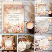 Elegante herfstweide wildbloem baby shower wijn etiket