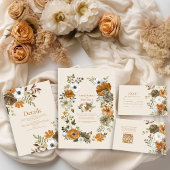 Elegant Autumn Waterverf Floral Wedding Kaart