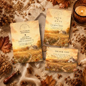 Elegante herfst wilde bloemen bruiloft save the date