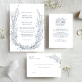 Elegant Azure Ivory Floral Wreath Monogram Bruilof Ronde Sticker