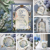 Elegante barokke bloemenboog 21e verjaardagsfeest poster