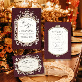 barok rococo blush roze n gouden bruiloft RSVP kaartje