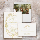 Elegante barokke Chinoiserie  gouden bruiloft Kaart