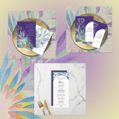 Boheemse Lila Waterverf Bloemen Bruiloft Kaart