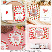 Gouden Rode Aardbeienbes Eerste Gelukkige Verjaard Vlaggetjes