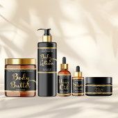 Zwart en Goud Sugar Scrub Jar Label met logo Waterfles Etiket