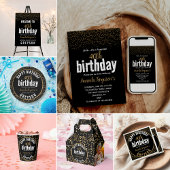 Elegant Zwart & Goud 40e Verjaardagsfeestje Kaart