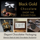Elegant Black Gold Script Chocolate Satijnen Lint