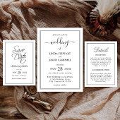 Elegant Black & White Classic Script Weddenschap Kaart