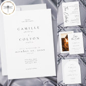 Elegant Black White Minimalist Arch Wedding Kaart