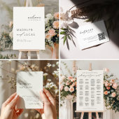 Minimalistische moderne bruiloft QR-code RSVP Informatiekaartje