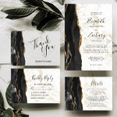 Budget Black Gold Agate Marble Wedding Menu