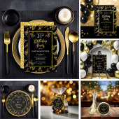 Elegant zwart goud vlinders verjaardagsfeestje bedankkaart